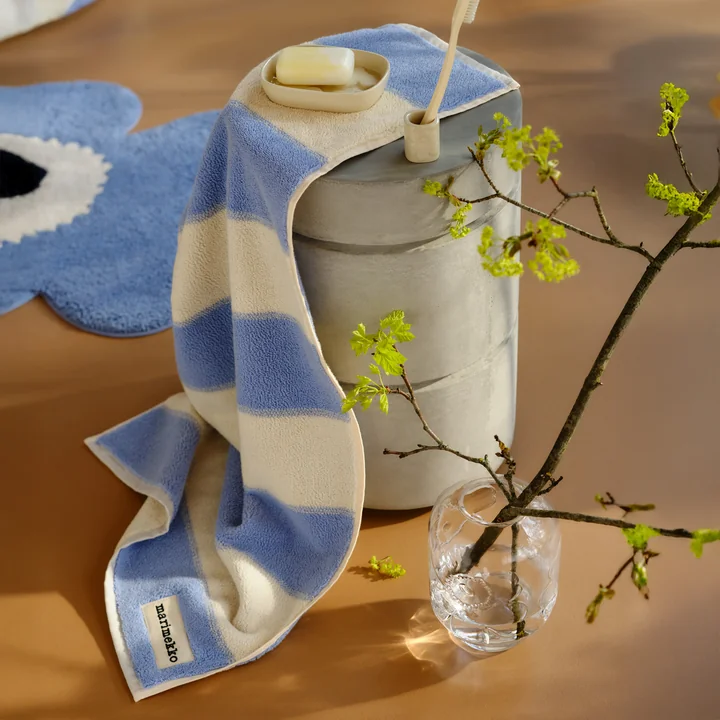 Marimekko - Galleria Serviette, 50 x 100 cm, bleu clair / melon