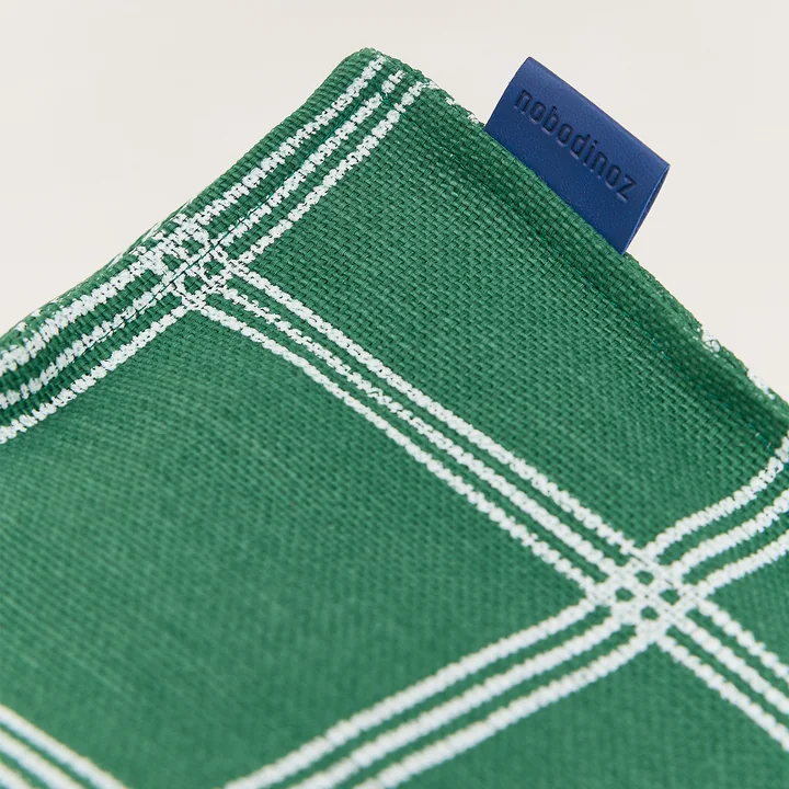 Nobodinoz - Vibes Long Pouf (pour adultes), green white windowpane