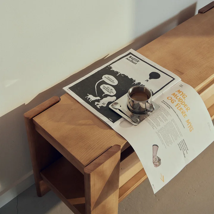 Form & Refine - Beam Banc, 112 cm, pin laqué mat, marron profond