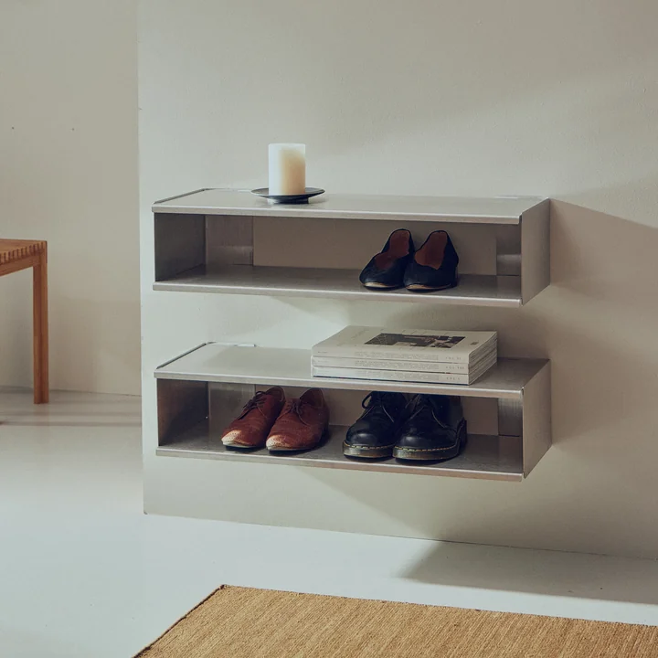 Form & Refine - Taper Etagère murale, console & Etagère à chaussures, 18 x 75 cm, acier inoxydable brossé