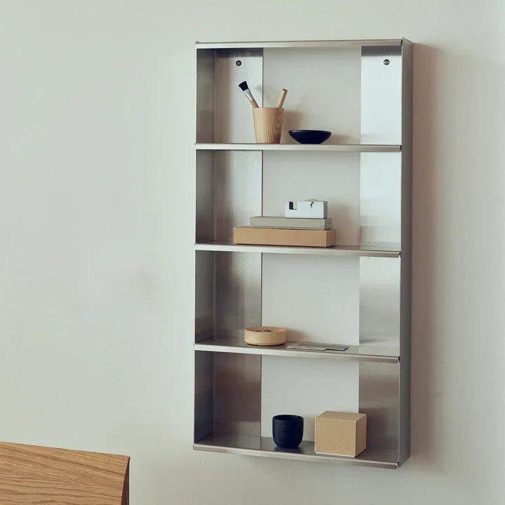 Form & Refine - Taper Étagère murale, 50 x 98 cm, acier inoxydable brossé