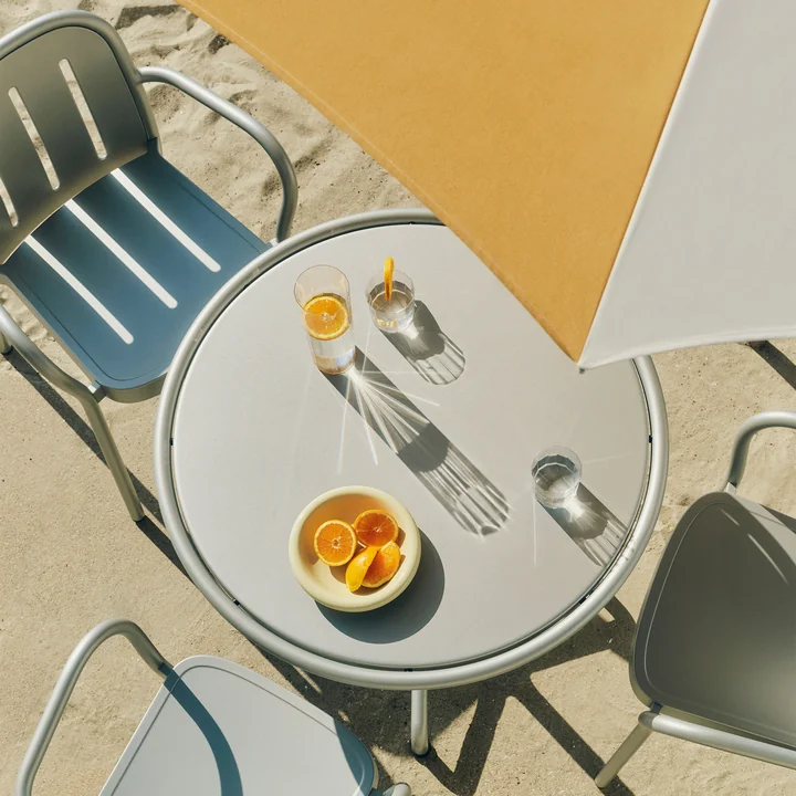 HAY - Deville Chaise avec accoudoirs et table, Outdoor, silver grey