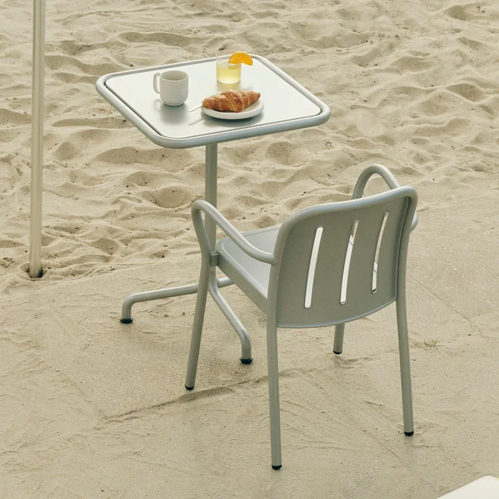 HAY - Deville Chaise avec accoudoirs et table, Outdoor, silver grey