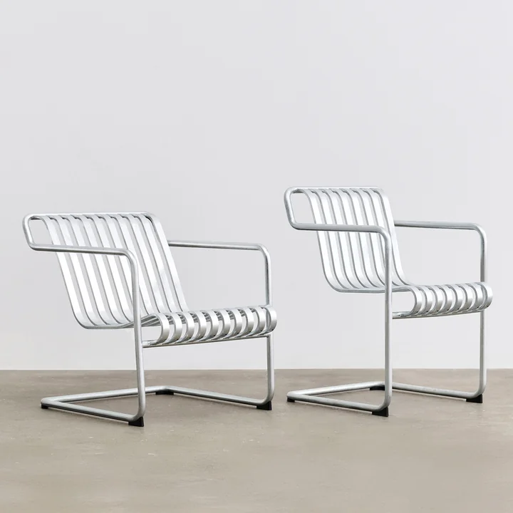 HAY - Palissade Cantilever Lounge Chair Low et Dining Armchair, hot galvanised