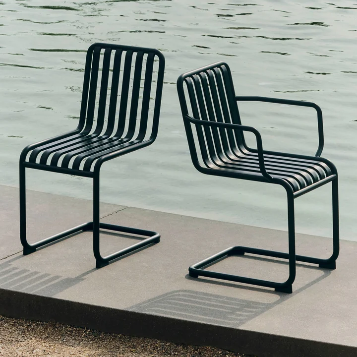 HAY - Palissade Cantilever chaise et chaise avec accoudoirs, anthracite