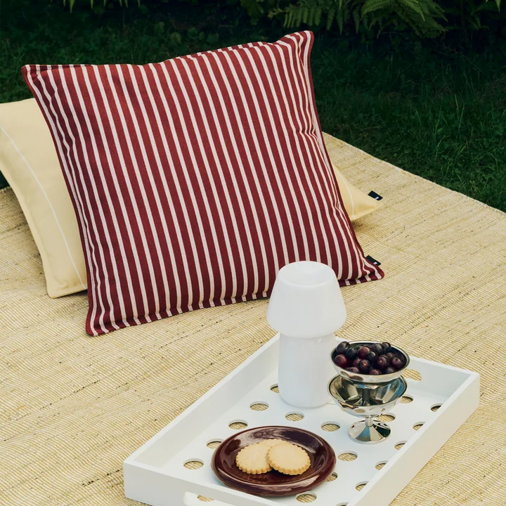 HAY - Terrazza Outdoor Coussin, 50 x 50 cm, rayures épaisses, terracotta