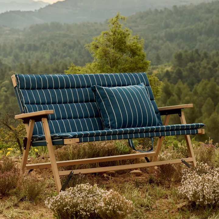 HAY - Outdoor Market Coussin 45 x 35 cm, bleu à rayures beiges