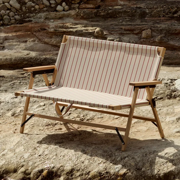 HAY - Outdoor Market Canapé pliant, beige à rayures rouges