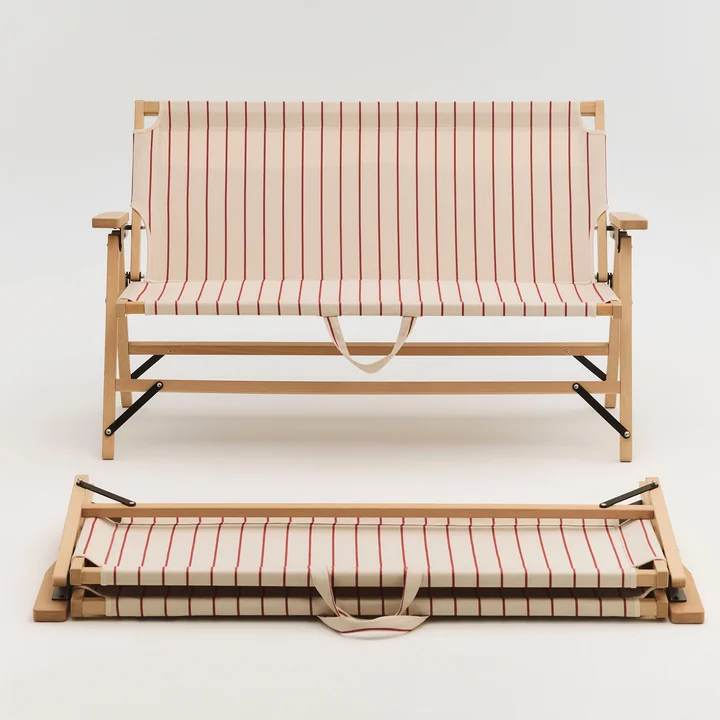 HAY - Outdoor Market Canapé pliant, beige à rayures rouges