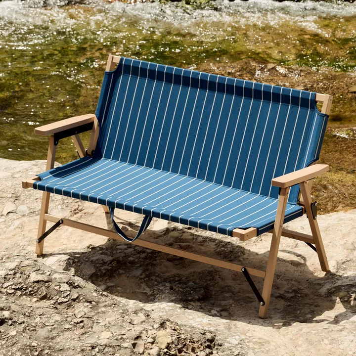 HAY - Outdoor Market Canapé pliant, bleu à rayures beiges