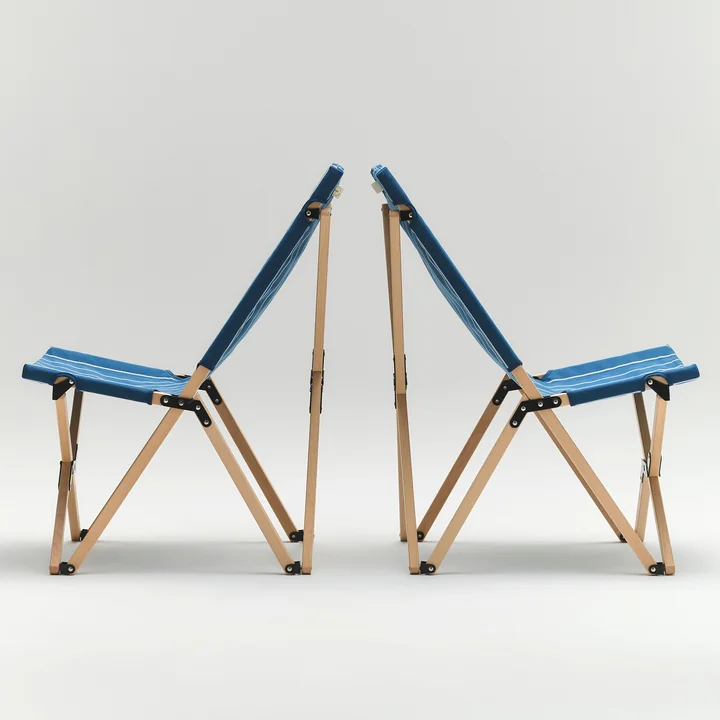 HAY - Outdoor Market Chaise pliante, bleu à rayures beiges