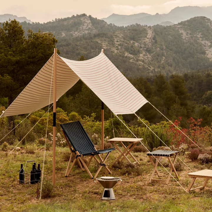 HAY - Outdoor Market Voile d'ombrage, beige avec bandes rouges