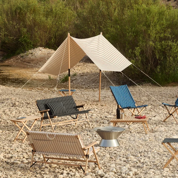 HAY - Outdoor Market Voile d'ombrage, beige avec bandes rouges