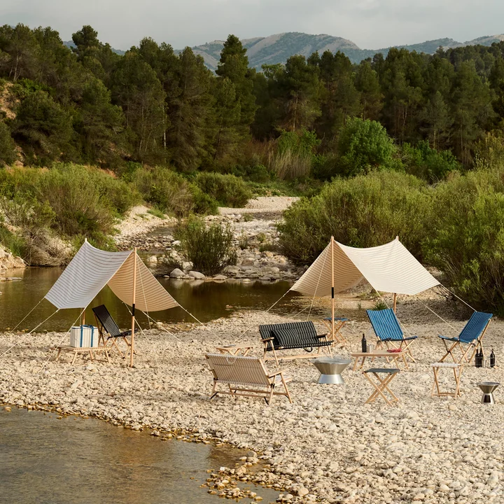 HAY - Outdoor Market Voile d'ombrage, beige avec bandes rouges