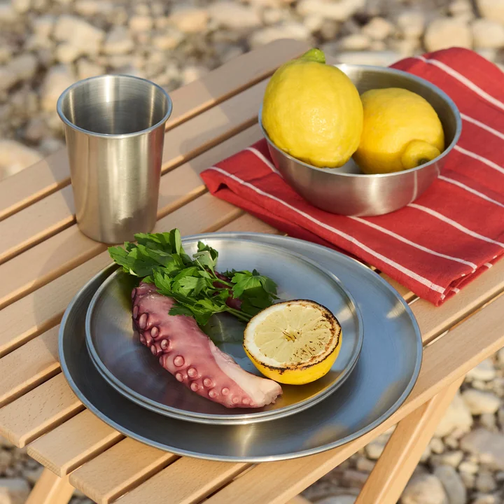 HAY - Outdoor Market Assiette, bol, tasse, acier inoxydable