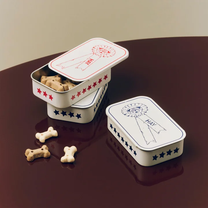 HAY - Dogs boîte à friandises S, rouge / blanc et bleu / blanc