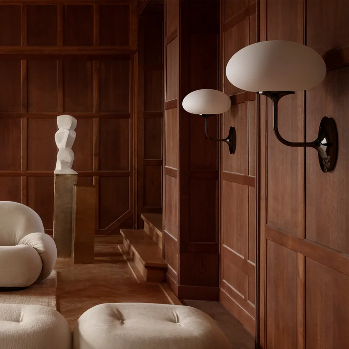 Gubi - Stemlite Applique murale, chrome noir / opale