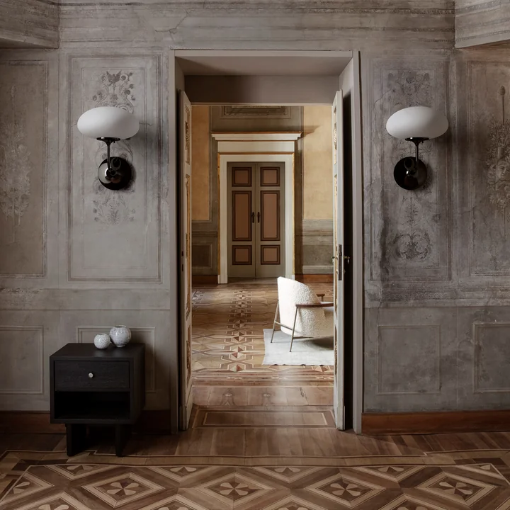 Gubi - Stemlite Applique murale, chrome noir / opale