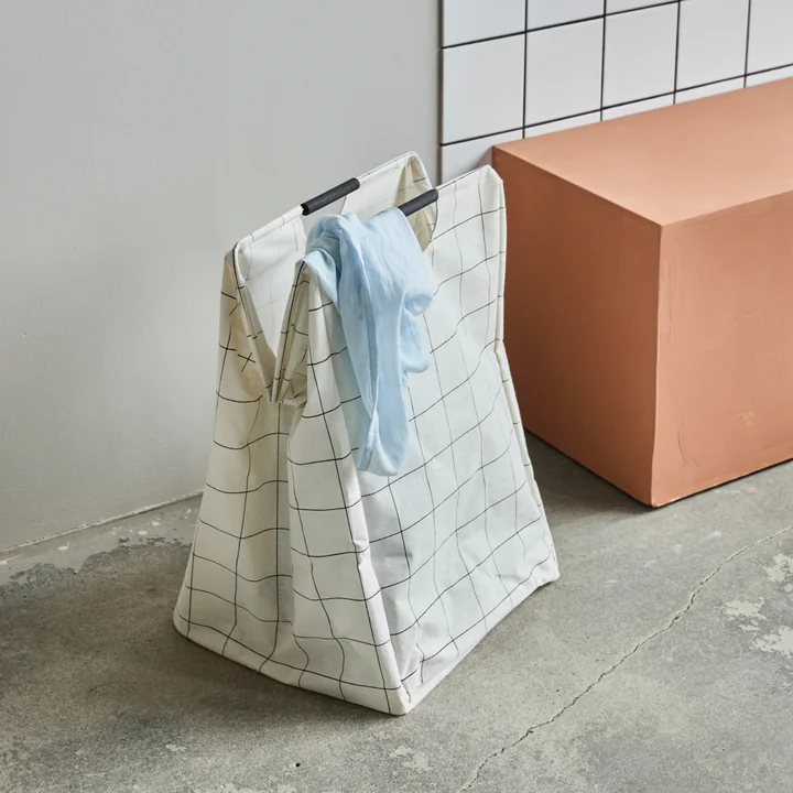 House Doctor - Squares Sac à linge, blanc