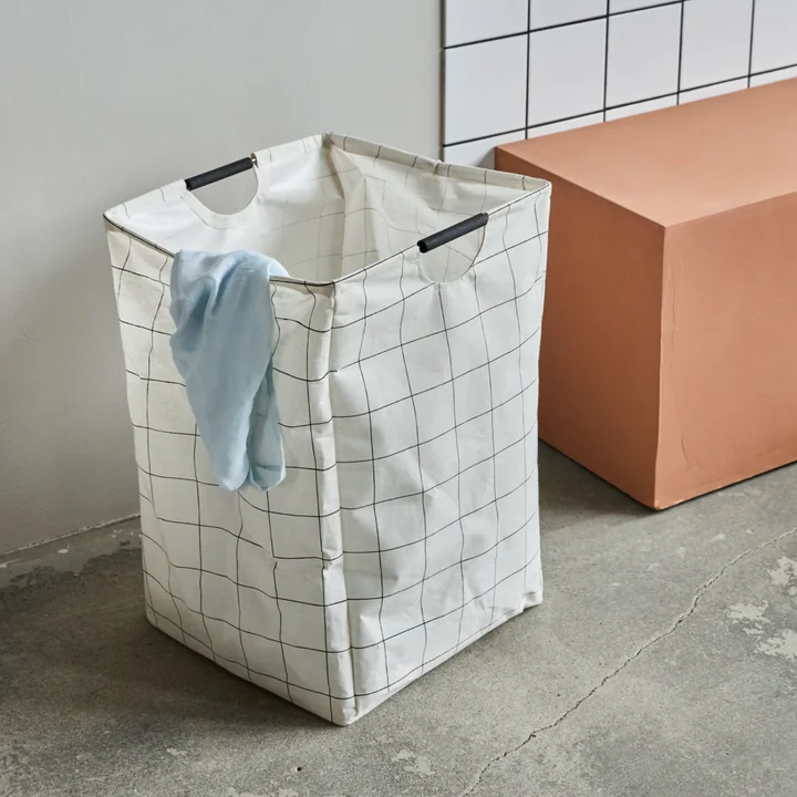 House Doctor - Squares Sac à linge, blanc