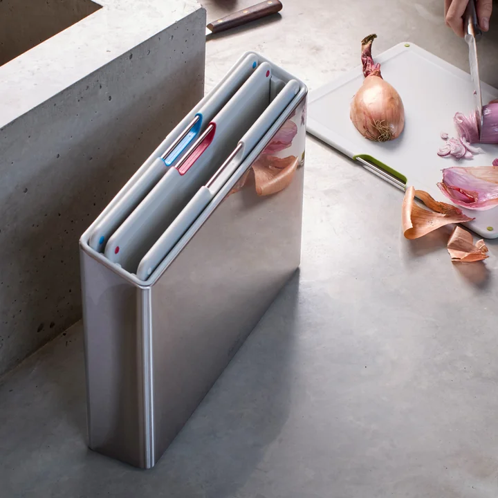 Joseph Joseph - Folio Steel Planches à découper, acier inoxydable / light stone (4 pièces)