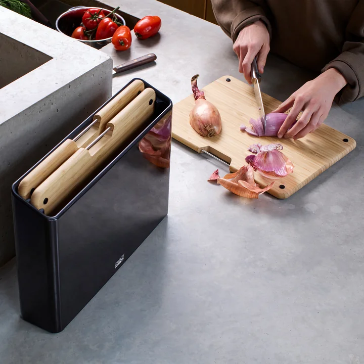 Joseph Joseph - Folio Steel Planches à découper, bambou / noir (3 pièces)
