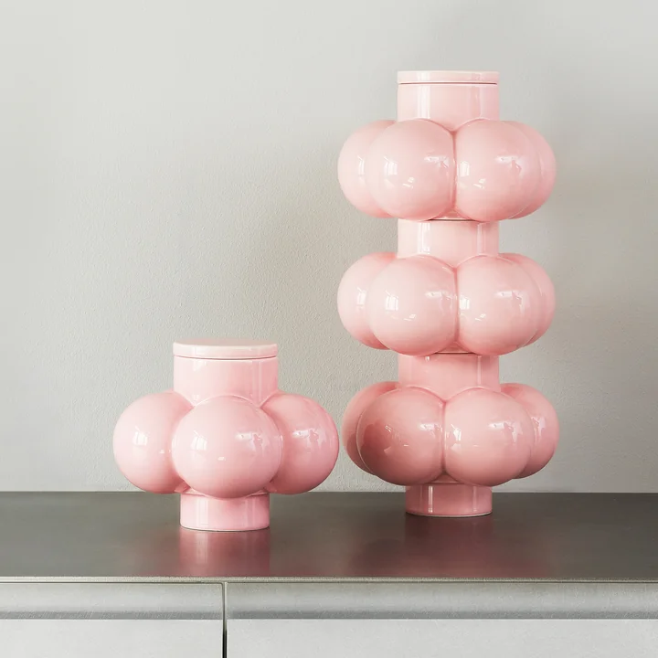 Normann Copenhagen - Deko Object Vase Bubbles avec couvercle, rose pâle