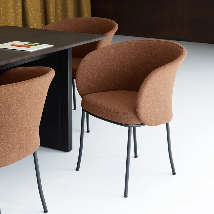 Normann Copenhagen - Knit Chaise avec accoudoirs, noir / brandy