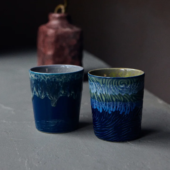 HKliving - 70's Van Gogh Tasse à café, 230 ml, starry night (set de 2)