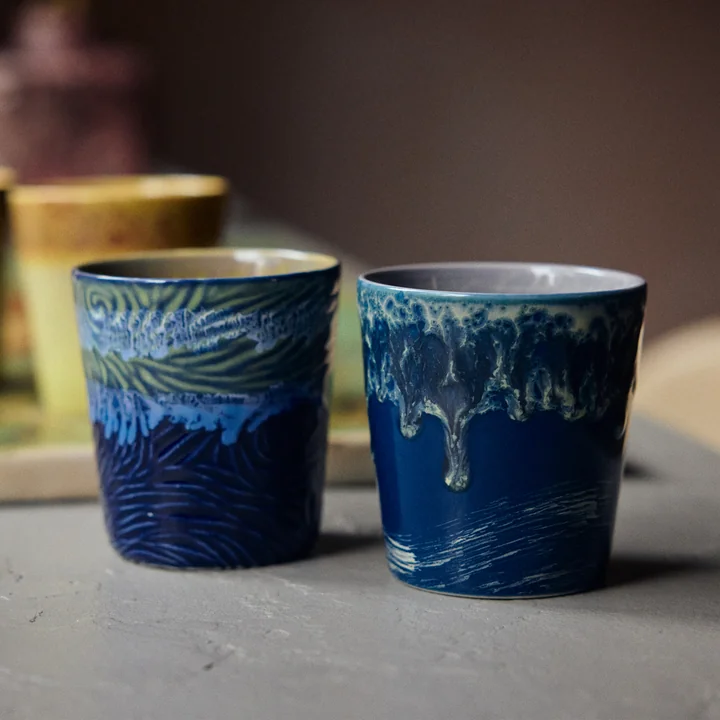 HKliving - 70's Van Gogh Tasse à café, 230 ml, starry night (set de 2)