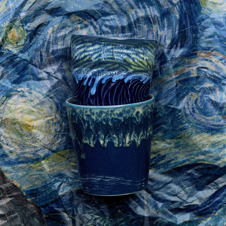 HKliving - 70's Van Gogh Tasse à café, 230 ml, starry night (set de 2)
