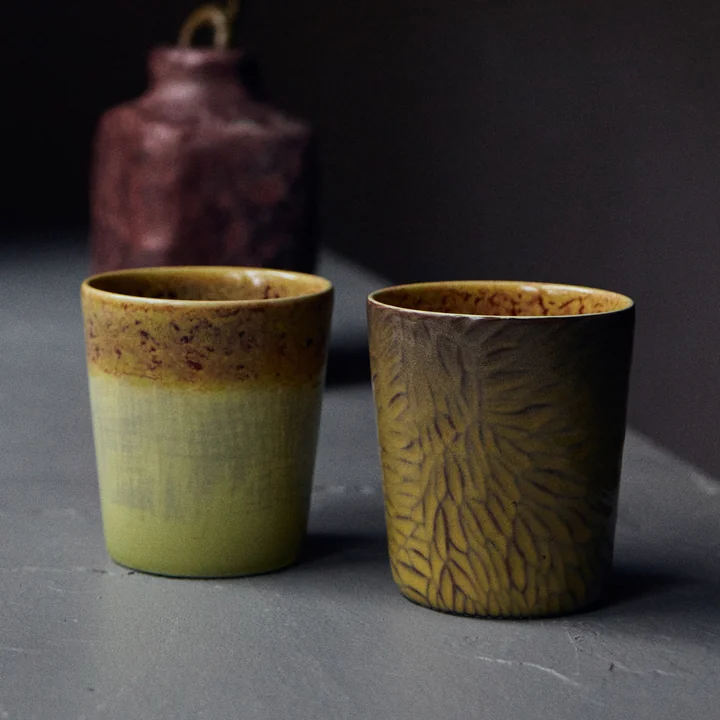 HKliving - 70's Van Gogh Tasse à café, 230 ml, sunflowers (set de 2)