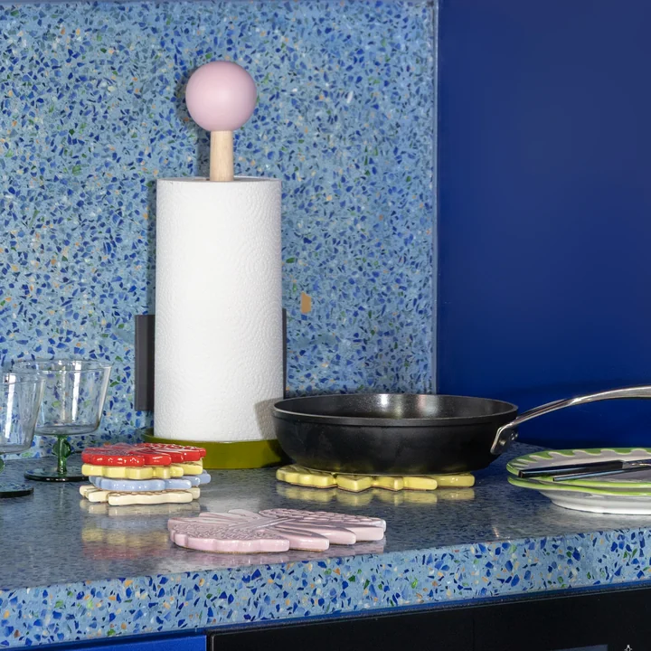 & klevering - Fleur Dessous de plat et Halma Porte-rouleau de cuisine