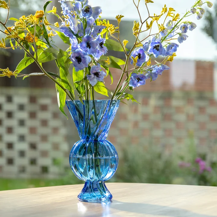 & klevering - Vase en verre Rhombic, bleu