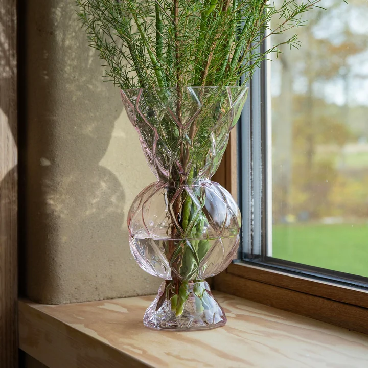 & klevering - Vase en verre Rhombic, rose