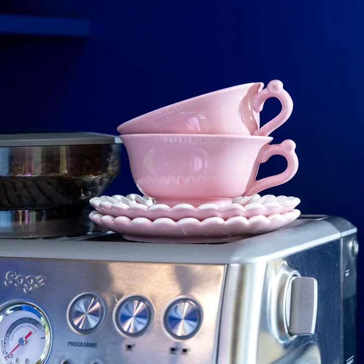 & klevering - Whip Tasse avec soucoupe, 150 ml, rose
