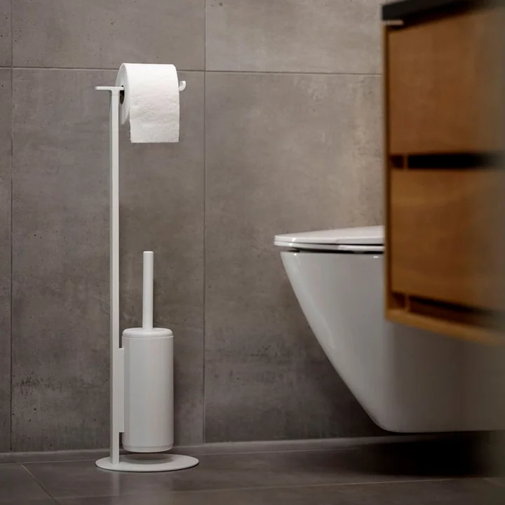 Zone Denmark - Bouton poussoir pour toilettes avec brosse Rim, 74 cm, blanc