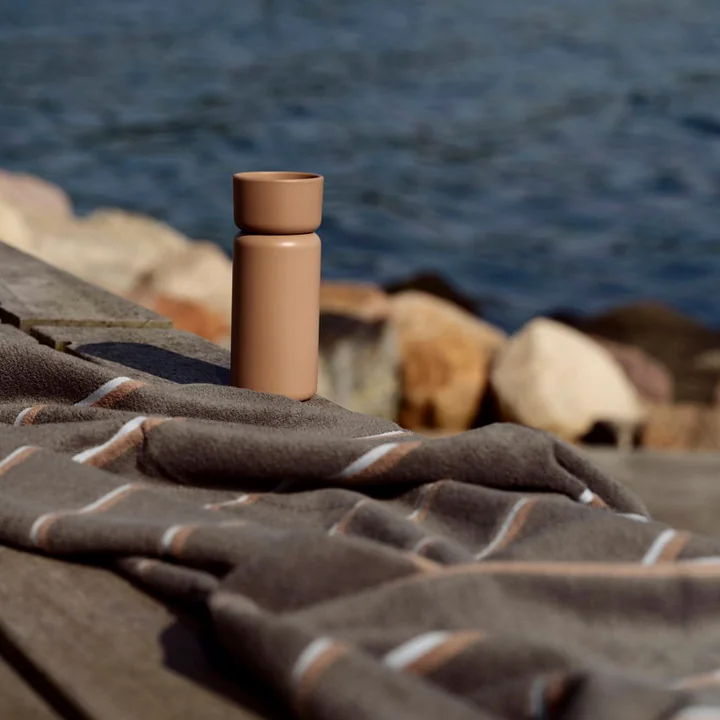 Zone Denmark - Serviette de bain Sauna, 70x140, Taupe/Camel/Bleu ciel