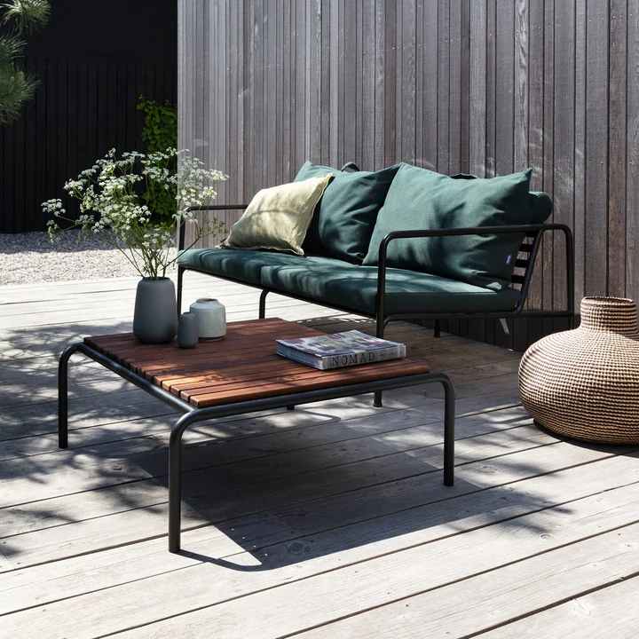 HOUE - AVON Canapé 2 places, noir / alpine avec AVON Table, frêne thermique / noir