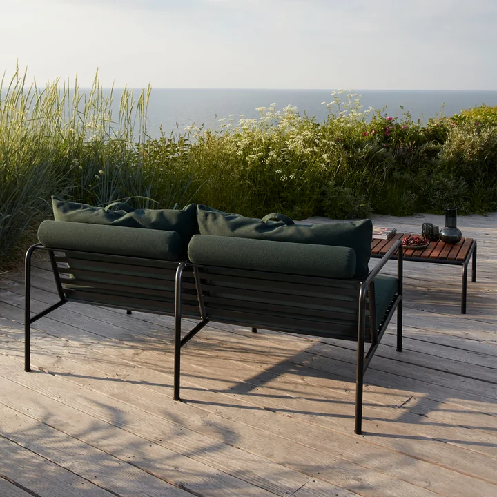 HOUE - AVON Canapé 2 places, noir / alpine avec AVON Table, frêne thermique / noir