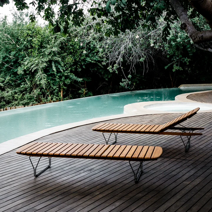 HOUE - MOLO Chaise longue, noir / bambou