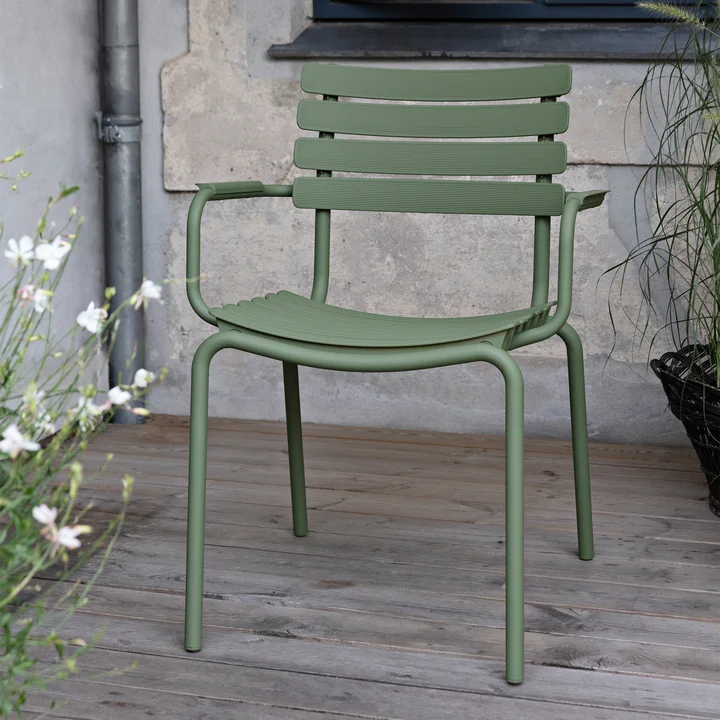 HOUE - ReCLIPS Outdoor Dining fauteuil, vert olive
