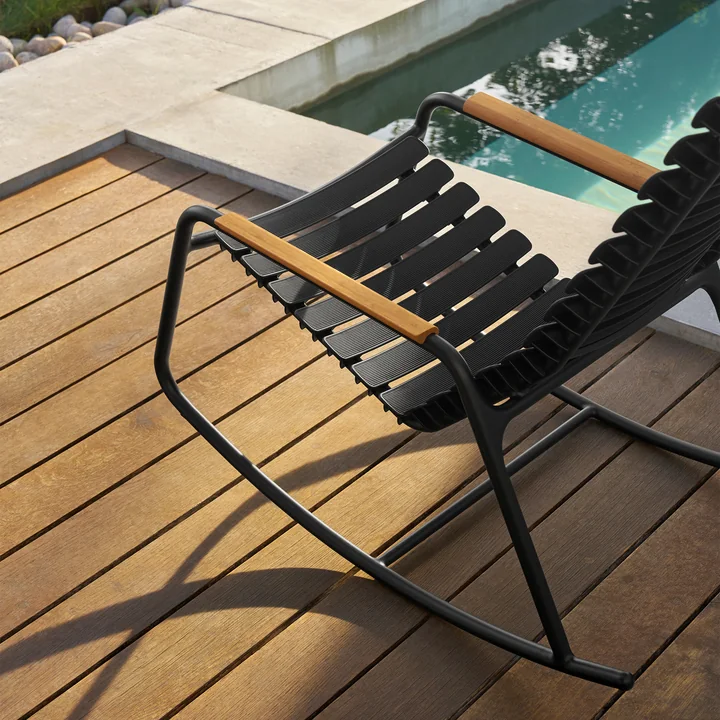 HOUE - ReCLIPS Chaise à bascule d'extérieur, noir / bambou