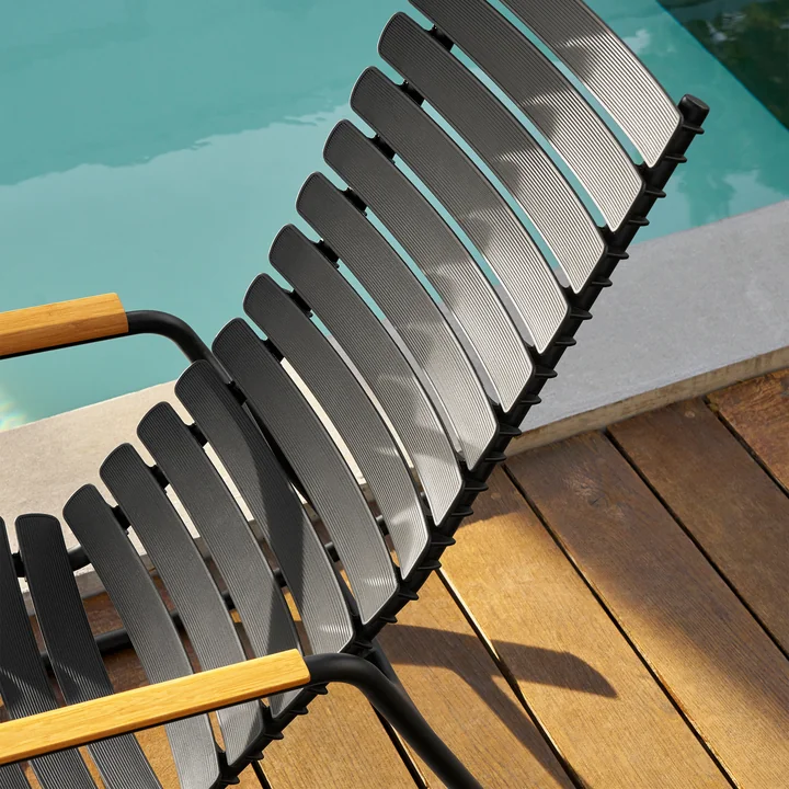 HOUE - ReCLIPS Chaise à bascule d'extérieur, noir / bambou