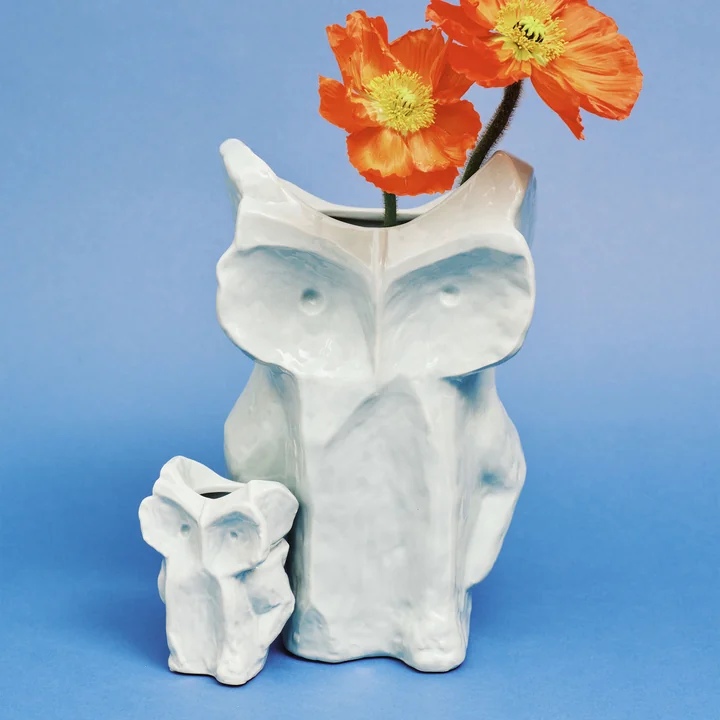 Serax - After Midnight Vase Owl, L et XS, bleu clair