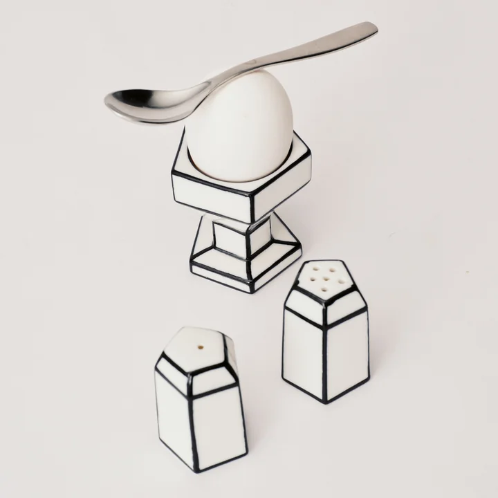Serax - Carte Blanche Coquetier avec salière et poivrière, blanc / noir