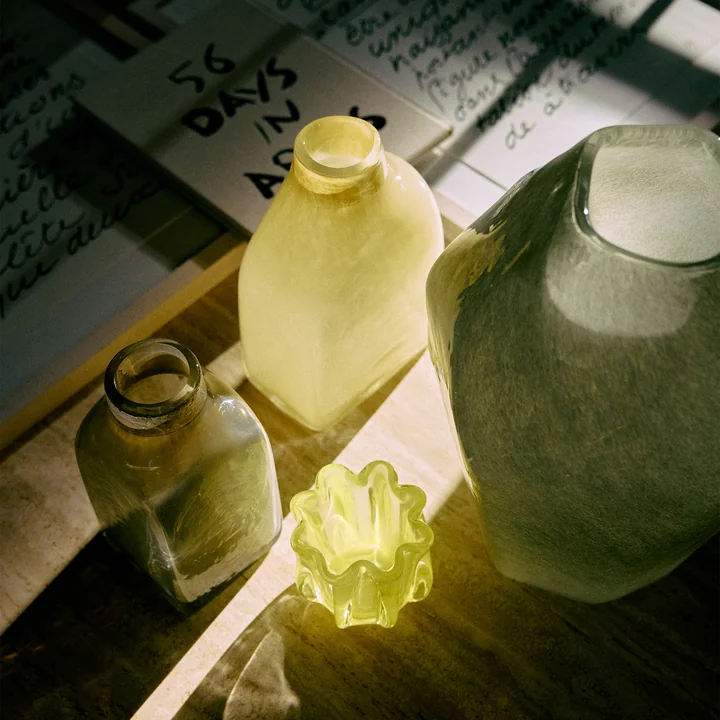 HKliving - Atelier Vases en verre, medium et small, pale green, Corala Bougeoirs