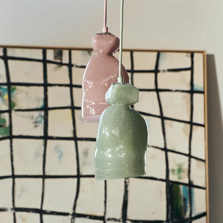 HKliving - Gemstone Lampe suspendue, tourmaline et amethyst