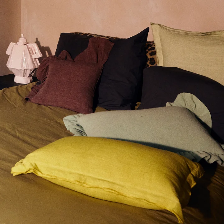 HKliving - Coussin en lin, 50 x 30 cm, lemongrass