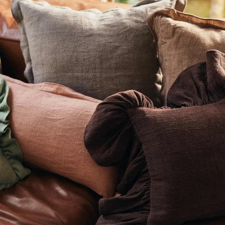 HKliving - Coussin en lin, 70 x 30 cm, magnolia